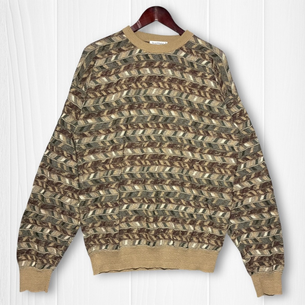 Tricots St Raphael Bloomingdales Vintage Geometric Knit Sweater Men'sโ XL